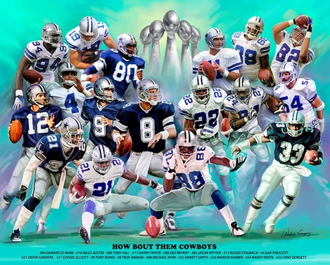 Dallas Cowboys 17 LEGENDS POSTER 20x24 Print Staubach, Aikman, Emmitt Zeke Deion Cover