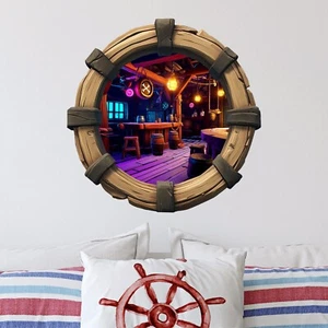 Pirate Tavern 2 Pirate Ship Porthole Window Wall Decal Port Hole Wall Sticker - Picture 1 of 4