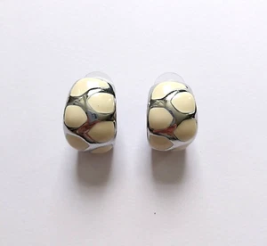 Vintage Light Cream Enamel Earrings - Picture 1 of 4