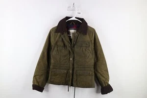 Vtg Abercrombie & Fitch Womens Small Distressed Lined Waxed Cotton Jacket Green - Picture 1 of 21