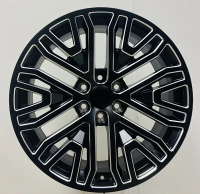 22" Satin Black With Milled Edge Wheels For GMC Sierra Yukon Denali 2000-2025 - Image 1 of 2