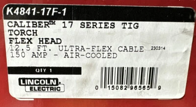 Lincoln Electric K4841-17F-1 Caliber 17 Series Tig Torch Flex Head 12.5ft 1pc. - Image 1 of 4