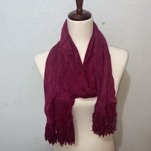 NWT Women’s ECHO 100% Acrylic Magenta Rectangle Scarf w Fringe - Picture 1 of 2