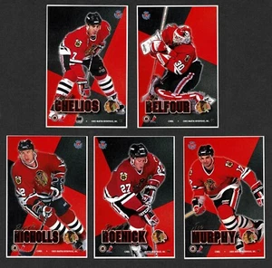 1995-96 Pro Mags Blackhawks Proof Set de 5, Belfour, Chelios, Roenic, Nicholls... - Imagen 1 de 2