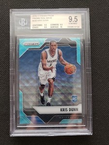 2016-17 KRIS DUNN PRIZM ROOKIE RC TEAL WAVE PARALLEL #3/25 BGS 9.5 GEM JERSEY #3