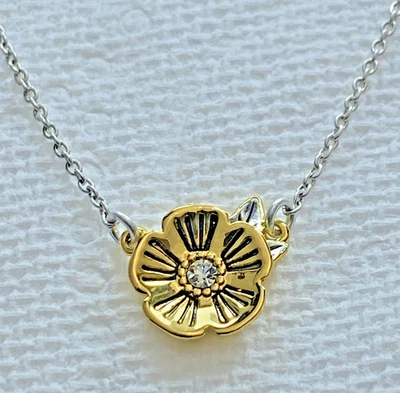 Collar colgante Coach rosa té cristal orgánico 18" más 1" extensión Foto 1 de 4