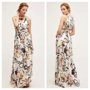 BADGLEY MISCHKA Siempre Maxi Dress 2016 Runway Floral Chiffon 0 $990 - Picture 1 of 16