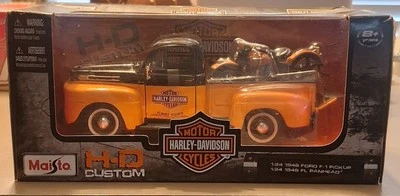 1948 Ford F-1 Pickup Harley-Davidson FL Panhead Motorcycle 1:24 Diecast Set New - Image 1 of 4