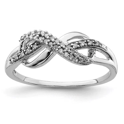 Sterling Silver Rhodium Plated Diamond Infinity Ring Sz 6 - Image 1 of 4