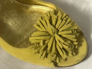 1x getragen! J. Crew Damen gelb Wildleder Quaste Bommel Absatz Pumps Schuhe Größe 8 - Bild 1 von 8