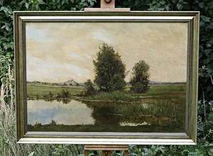 Leopold Wittkowski – Flusslandschaft mit Bäumen – Öl auf Leinwand – signiert - Picture 1 of 8