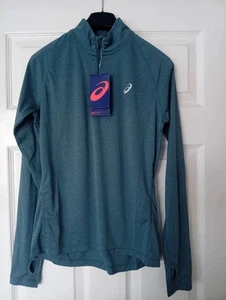 Asics Long Sleeve Half Zip Running Top Everglade Heather Size XS - Picture 1 of 10
