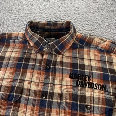 Camisa Harley Davison Hombre Grande Multi Cuadros Franela Botón Motocicleta Bordada Foto 1 de 4