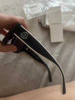 Moncler Sunglasses ML0260 01A Black & White Plastic Frame with Black Lenses New - Image 1 of 4