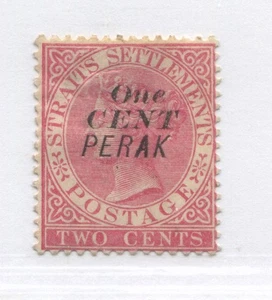Malaya overprinted QV Perak 1889 1 cent on  2 cents mint o.g. hinged - Picture 1 of 1