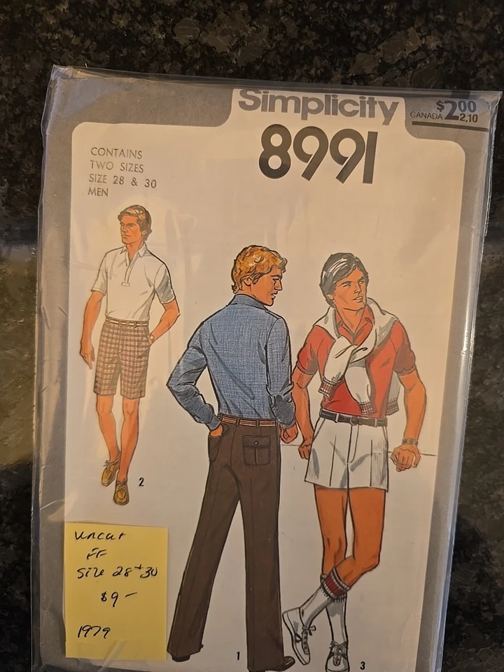 1979 Simplicity Sewing Pattern 8991 Size 28-30 Men's Pants in 3 Lengths UNCUT - Image 1 of 2