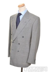 DOMENICO SPANO Grigio Rigato 100% Lana Giacca Pantalone TUTA Uomo - BESPOKE 42 L - Foto 1 di 10