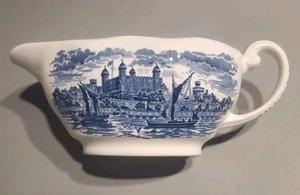 Royal Homes of Britain Enoch Wedgwood Tunstall Gravy Boat England Blue - Picture 1 of 4