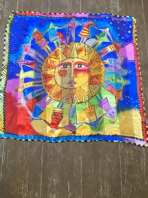 "Bufanda de seda cuadrada Harmony Under The Sun firmada por Laurel Burch cuadrada de 20""" Foto 1 de 4