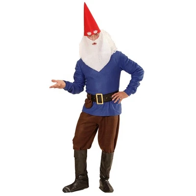 AMAKANDO Gnom Kostüm Zwerg Zwergenkostüm für Männer Kobold Faschingskostüm Wichtel blau