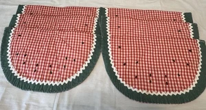 Vintage Watermelon Quilted Handmade Placemats 19” X 10” Set Of 6 - Picture 1 of 7