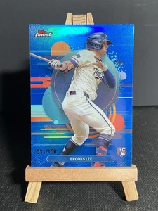 2025 Topps Finest Brooks Lee #163 Uncommon Blue Refractor Rookie /150 Twins (RC) - Picture 1 of 2