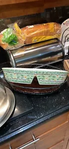 Temptations by tara Green Floral 2 Fächer ovale Auflaufform mit Weidenblech - Bild 1 von 4