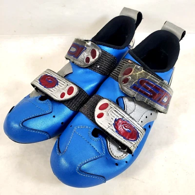 SiDI T-1 通风皮革公路自行车骑行鞋男式 6.5 欧元 37 意大利蓝色 — 第 1/4 张图片