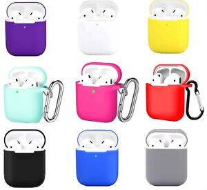 for APPLE AIRPOD 1 2  & PRO CASE SILICONE PROTECTIVE WITH KEYCHAIN, UK SELLER