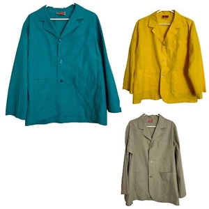 Vintage Lot 3 Texas Uniform Lab Coats Mens Size Medium Green Yellow Tan USA - Picture 1 of 11