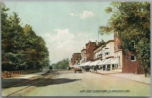 MANCHESTER CT MAIN STREET LOOKING NORTH ANTIQUE POSTCARD - Picture 1 of 2