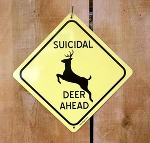 Señal de ruta de carretera símbolo de ciervo suicida cruzando Xing - Imagen 1 de 1
