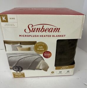 Sunbeam Microplush Electric Heated Throw Blanket~ Chocolate~King~100in X90in