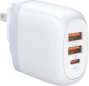 65W GaN USB C Charger 3-Port, PPS Compact Fast Charger with PD & QC3.0 for MacBo - Picture 1 of 7