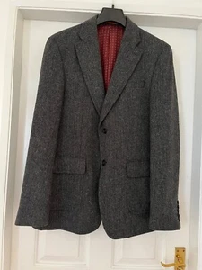 Men’s NEXT Dark Grey Herringbone Wool Single Breasted Blazer/Jacket 42R - Picture 1 of 6