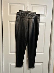 Lucky Brand Black Faux Leather Legging Women’s Size L Large Stretch - Picture 1 of 10