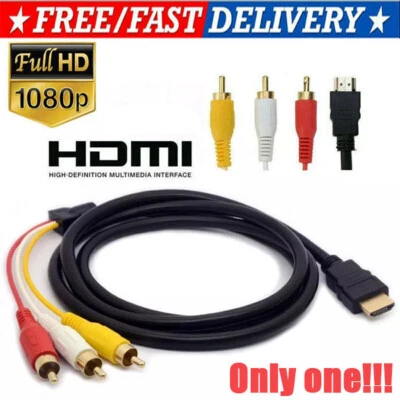 1080P HDMI Male to 3 RCA S-video AV Audio Cable Cord Adapter for TV HDTV DVD US - Image 1 of 4