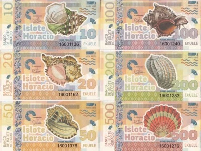 Island Horatio Set 6 10 20 50 100 200 500 Ekuele 2016 Shellfish Scallop Fantasy - Image 1 of 2