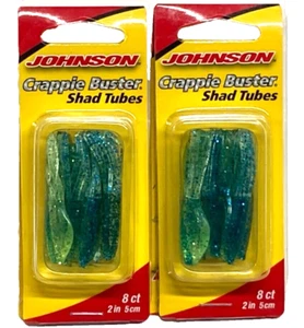 2 PACKS Johnson Crappie Buster 2" Shad Tube Chart Blue Glitter 8ct CBSTB2-PBSC - Picture 1 of 21