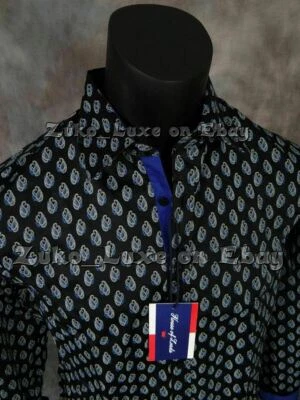 Mens Casual Shirt Royal Blue with Paisley House of Lords Dress Button Up - Image 1 of 4