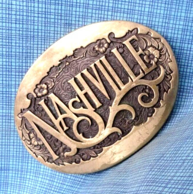 Nashville Hebilla de Cinturón 1ª Edición Western Floral Pergamino Latón De Colección ADM .NOX474 Foto 1 de 4