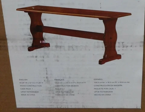 Brand New Linon Wood Dining Kitchen Nook Bench Chelsea Walnut Cover