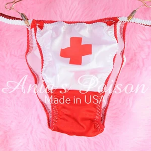 Sissy Satin Panties for MEN - Naughty Nurse Yes Doctor - Humiliation text Bikini - Picture 1 of 4