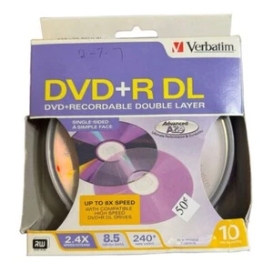 Verbatim DVD+R DL 8.5GB 10-Pack Spindle Recordable Discs - Picture 1 of 2