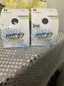 Top Legg’s Sheer Energy Control negro azabache talla B (105-165 libras) dos pares - Imagen 1 de 3