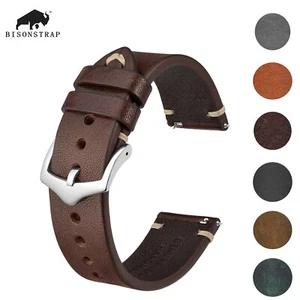 BISONSTRAP Calfskin Leather Watch Strap Quick Release 18mm 20mm 22mm Watch Band - Picture 1 of 70