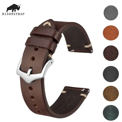 BISONSTRAP Calfskin Leather Watch Strap Quick Release 18mm 20mm 22mm Watch Band - Image 1 of 4