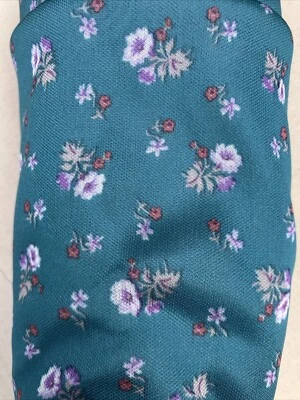 Purple Roses on Teal/green on Light Weight Poly Fabric 52” X1.5yards - Image 1 of 2
