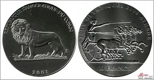 Congo 10 Francs 2001 / Olimpiada-Quadriga / 31,31 gr. plata pura - en caps - Bild 1 von 1