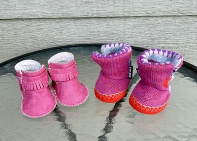 Adorable Bebé Niña Muk Luks & First Steps Rosa Mocasines Botas Botines 12 - 18 Foto 1 de 4